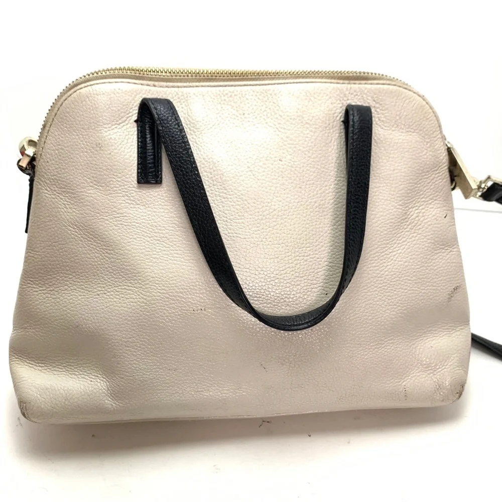 KATE SPADE Ivory Black Leather Handbag Purse Tote - Picture 8 of 16